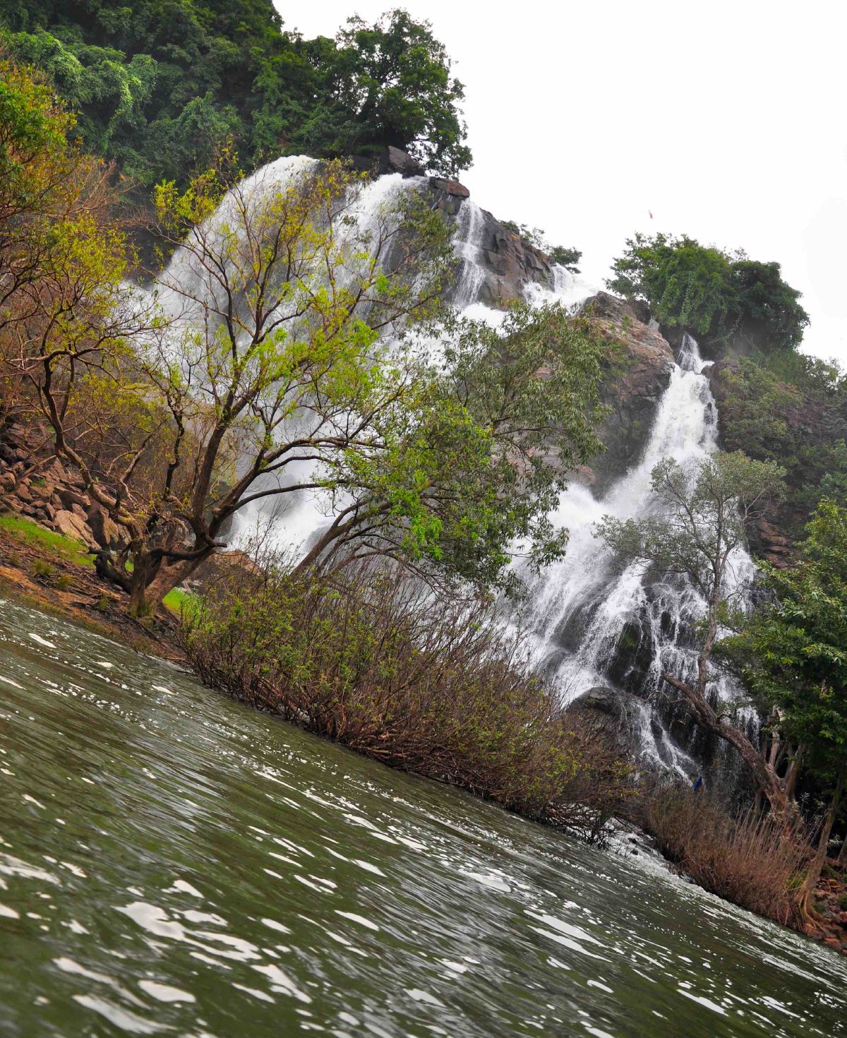 Barachukki falls view from coracle, Karnataka
