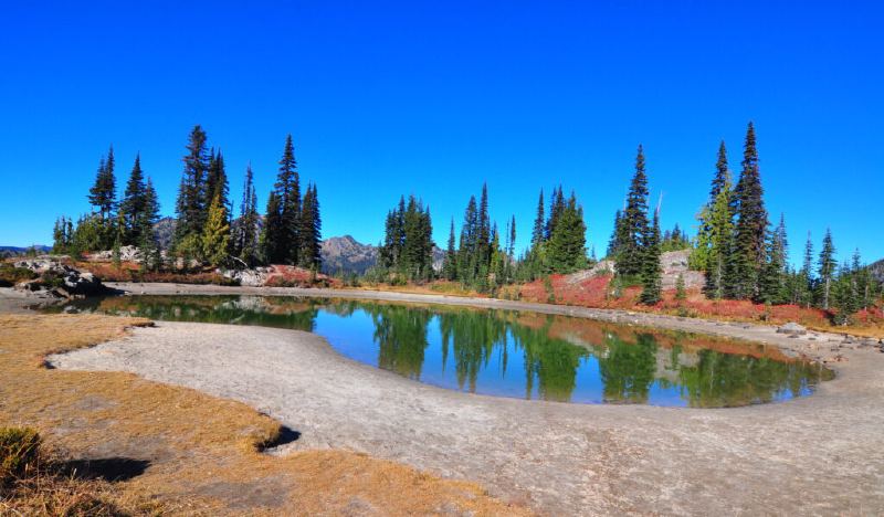 Small alpine lakelet on Naches Peak Loop