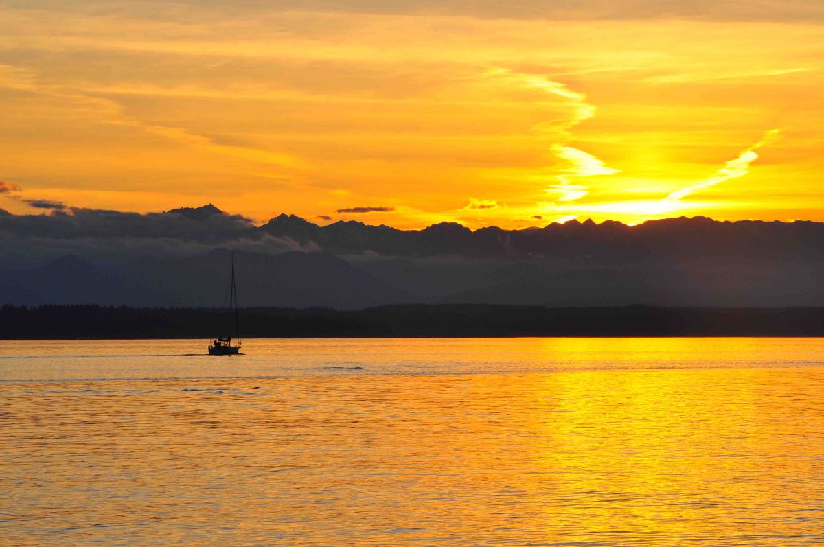 Seattle Golden gardens sunset olympics